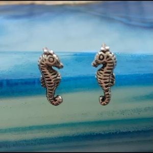 TINY Sterling Seahorse Earrings
